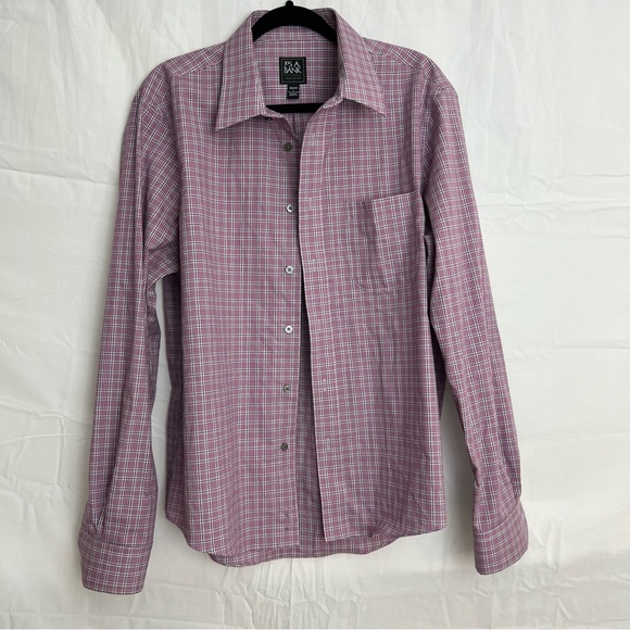 Jos A Bank Traveler Button Down Shirt Long Sleeve Slim Fit Large - Picture 1 of 3